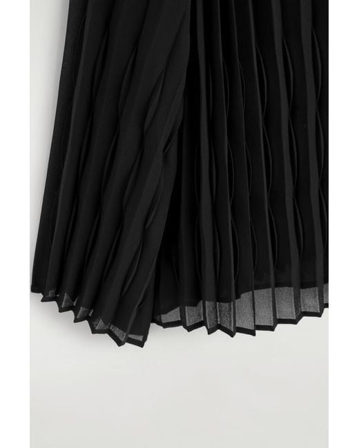 COS Black Tie-Front Pleated Georgette Blouse