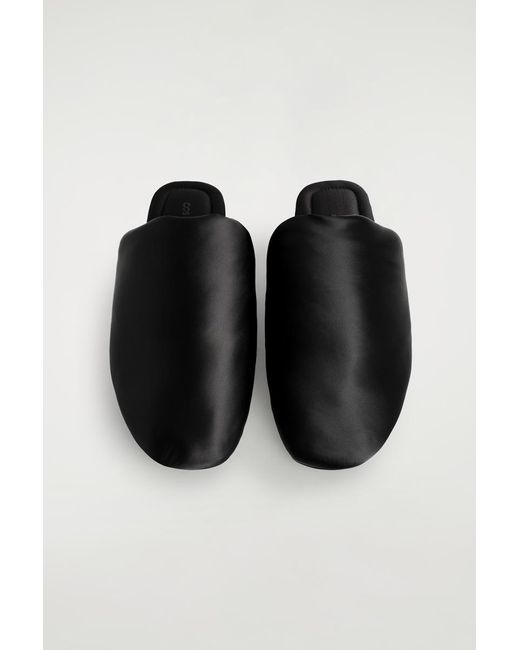 COS Black Padded Satin Mules
