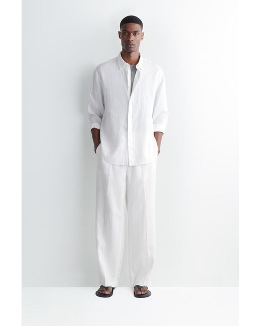 COS White Wide Oversized Cotton Oxford Shirt for men
