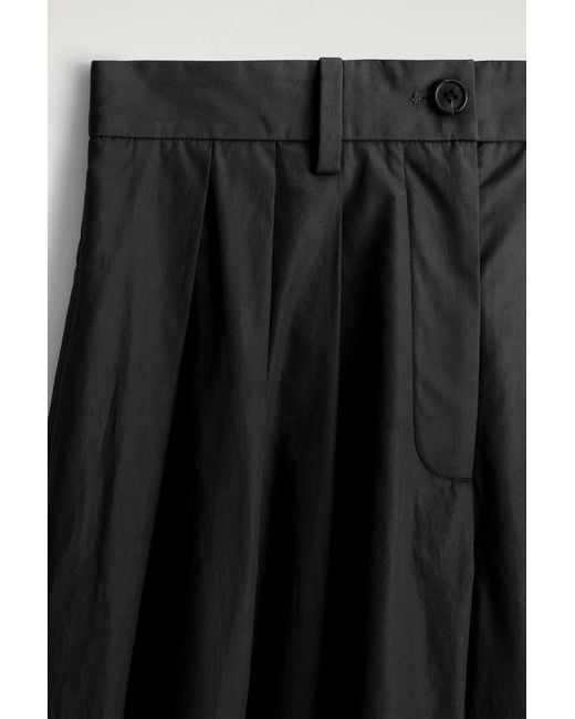 COS Black Pleated Cotton Pants
