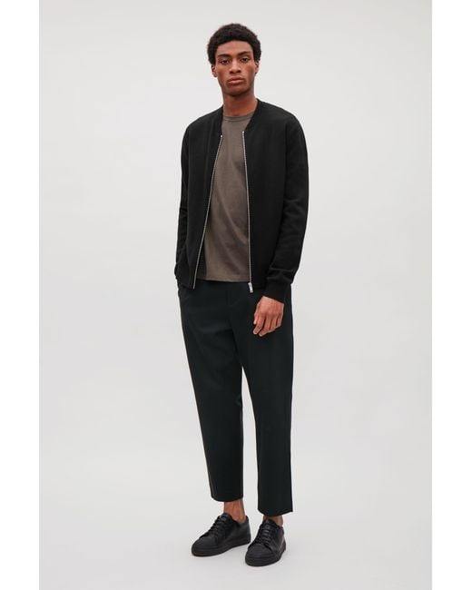 COS Black Wool Zip-up Cardigan for men