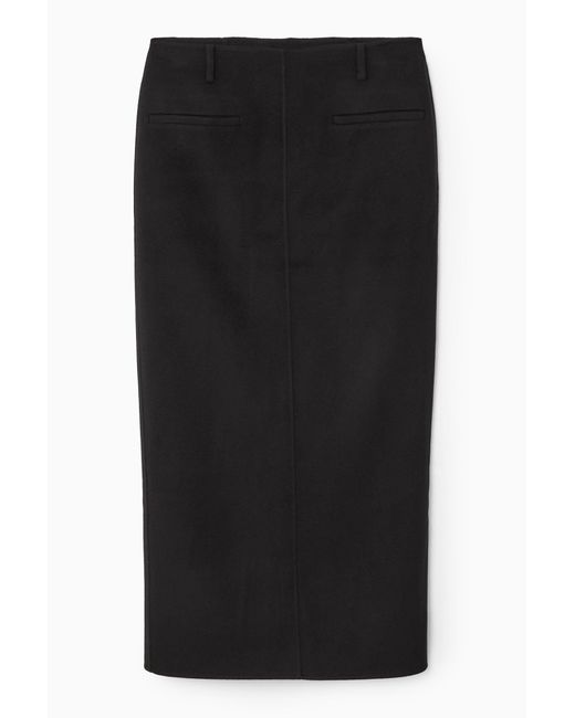 COS Black Double-faced Wool Column Maxi Skirt