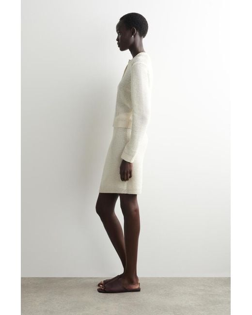 COS White Textured Knitted Cotton Cardigan
