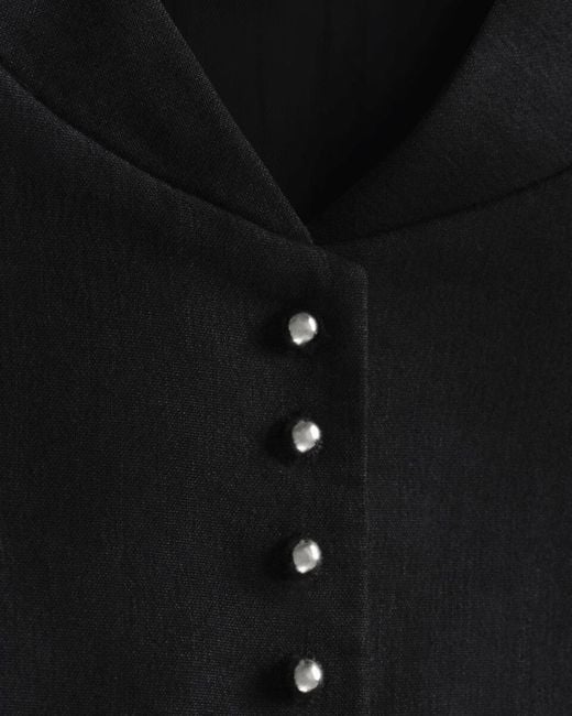 COS Black Stud-Detail Cropped Linen Blazer