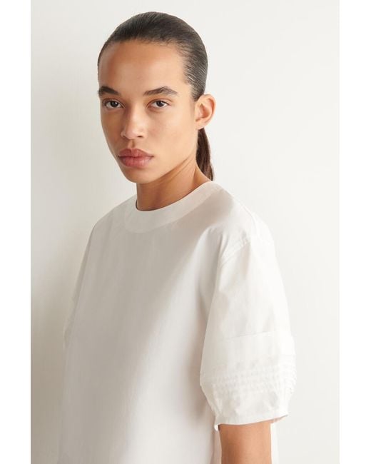 COS Natural Pintucked Cotton Blouse