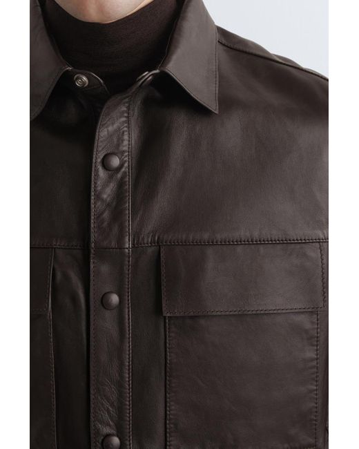 COS Leather Overshirt in Brown for Men | Lyst