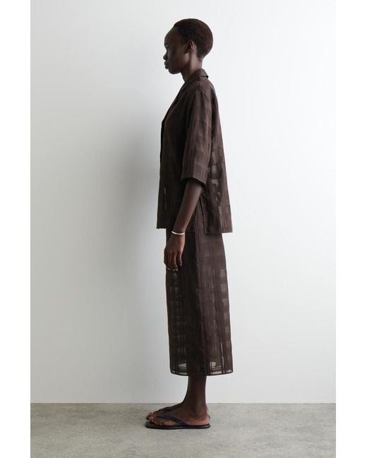 COS Brown Sheer Checked Resort Shirt