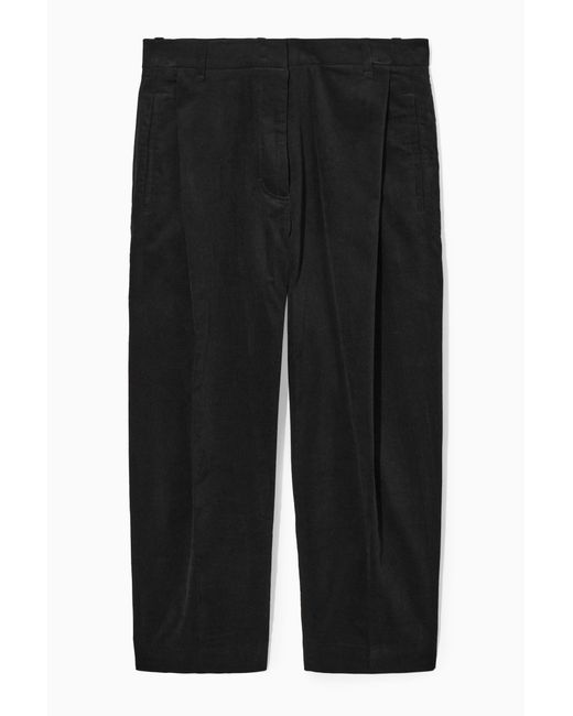 COS Black Pleated Barrel-leg Corduroy Pants