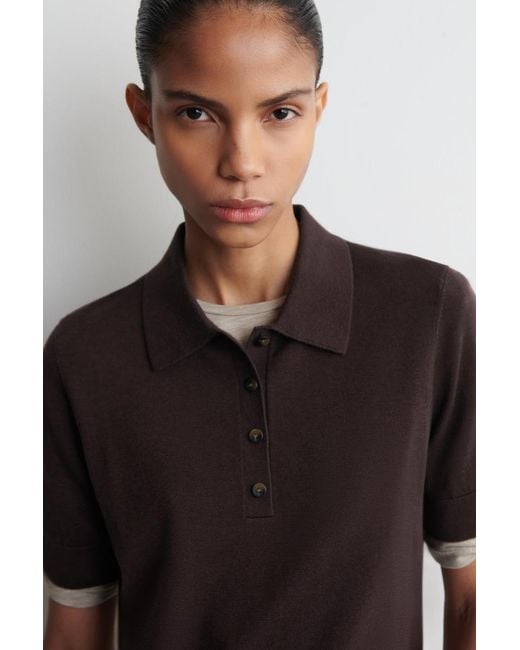COS Blue Shrunken Wool-Blend Polo Shirt