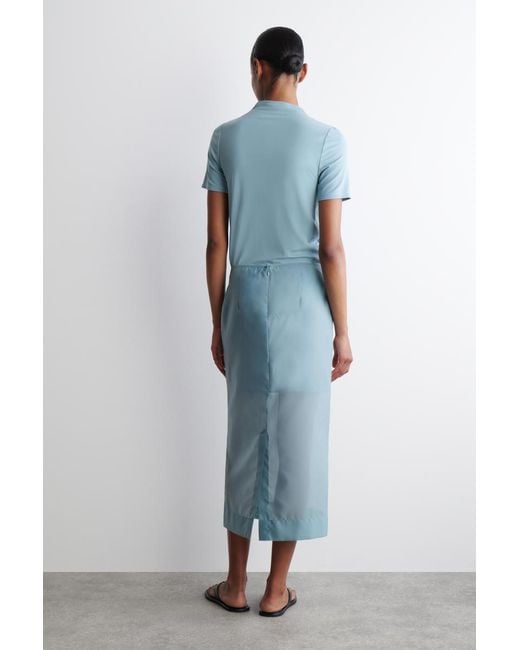 COS Blue Sheer Column Skirt