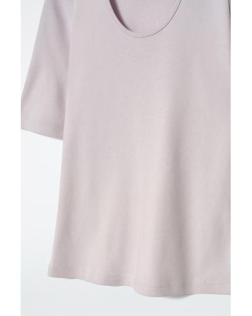 COS Pink Slim Scoop-Neck Cotton T-Shirt