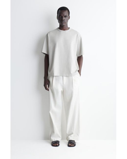 COS White Relaxed Garment-Washed Cotton T-Shirt for men