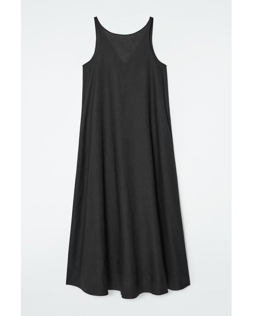COS Black A-line Linen Maxi Dress