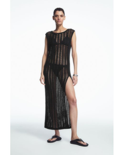 COS Black Open-knit Maxi Dress