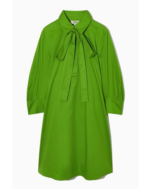 COS Green Bow Mini Shirt Dress