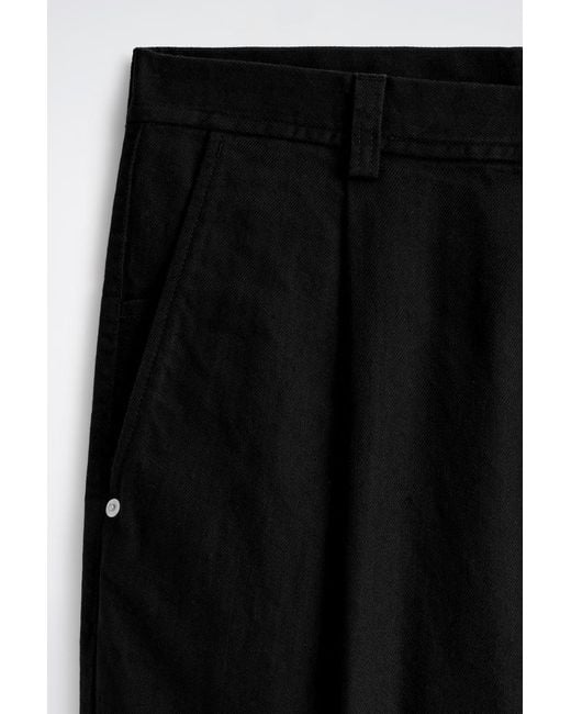 COS Black Pleated Wide-leg Denim Pants for men