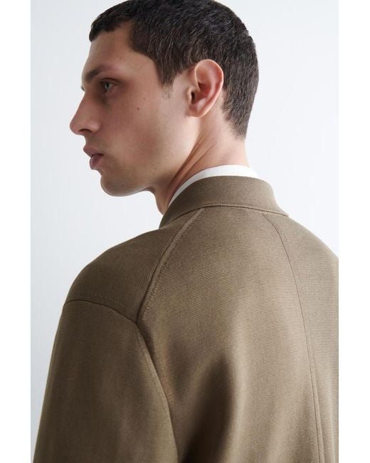 COS Brown Knitted Cotton Jacket for men