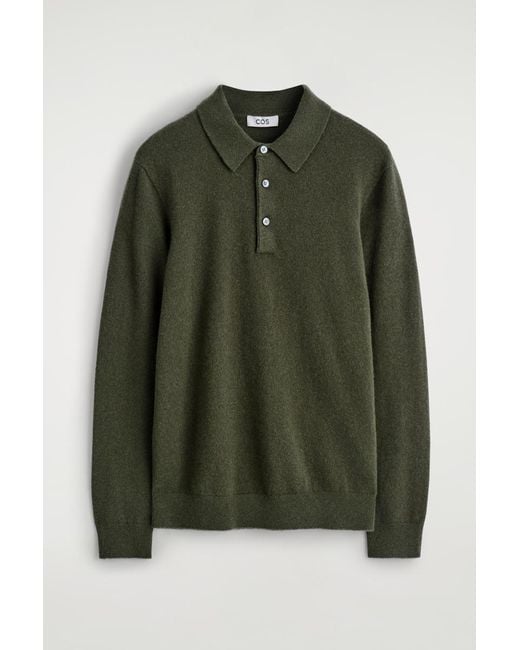 COS Seamless Cashmere Polo Shirt in Green for Men | Lyst