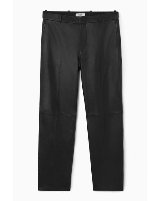 COS Black Tailored Leather Pants for men