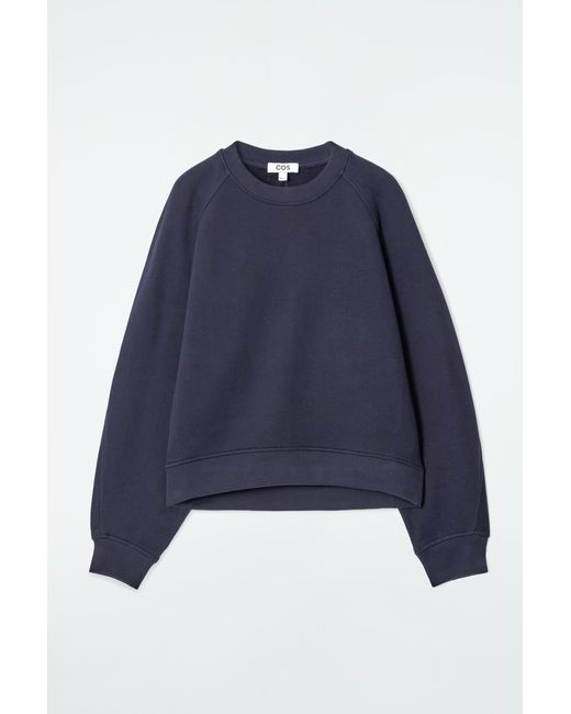 COS Blue Rounded Cotton-Jersey Sweatshirt