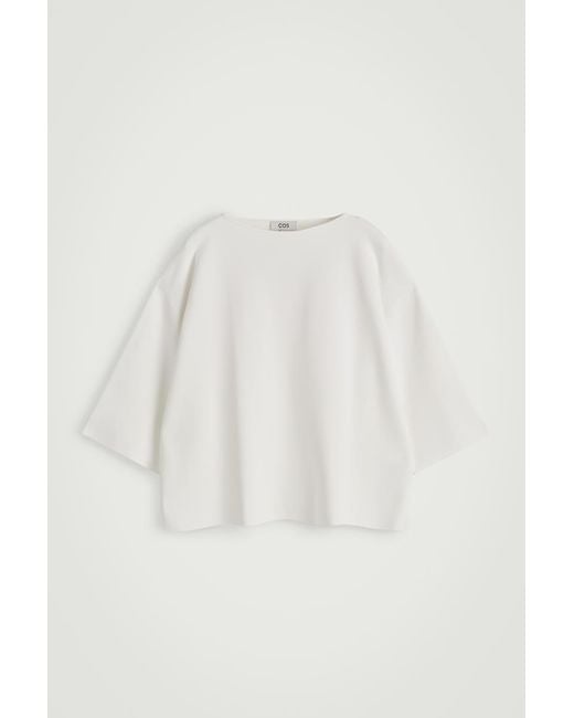 COS White Oversized Knitted Boat-neck Jumper for men