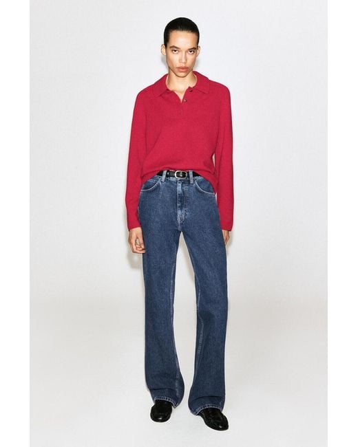 COS Red Merino Wool Polo Shirt