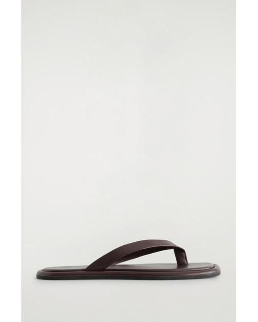 COS Pink Leather Flip Flops