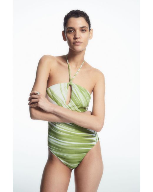 COS Green Halterneck Cutout Swimsuit