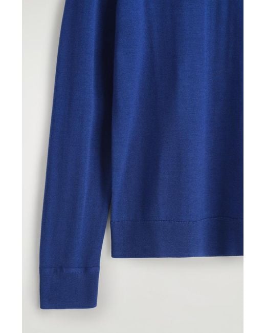 COS Blue Slim Merino Wool Crew-Neck Sweater for men