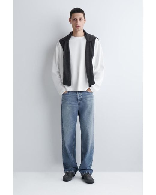 COS White Relaxed Jersey Interlock Long-sleeved T-shirt for men