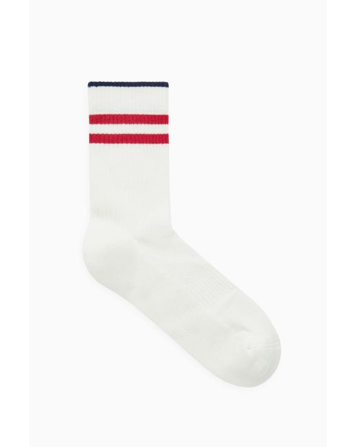 COS White Striped Sports Socks for men