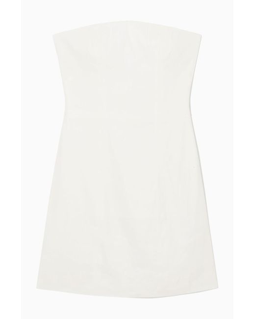COS White Linen-blend Mini Bustier Dress