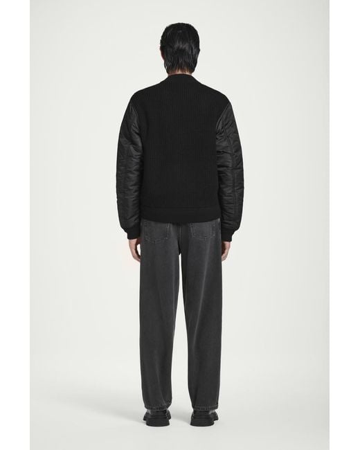 COS Black Merino Wool And Nylon Bomber Jacket for men