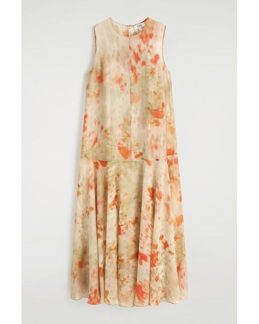 COS Natural Sheer Floral-Print Maxi Dress