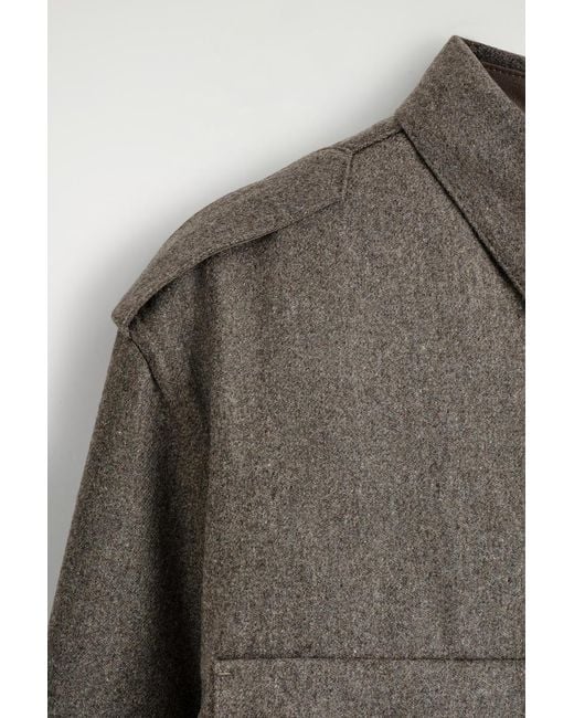 COS Gray Epaulet-Detail Wool Shirt for men