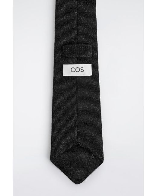 COS Black Sparkly Knit Merino Wool Tie for men