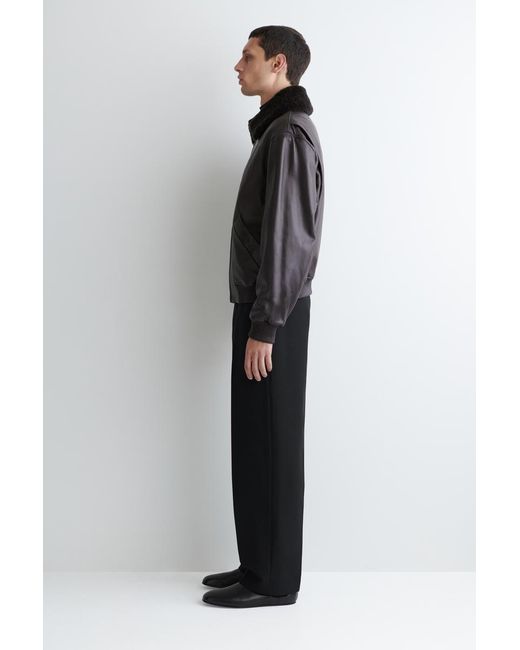COS Black Detachable Shearling-Collar Leather Jacket for men