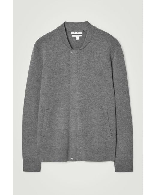 COS Gray Knitted Wool Bomber Jacket for men