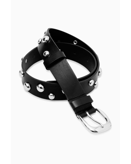 COS Black Studded Leather Belt