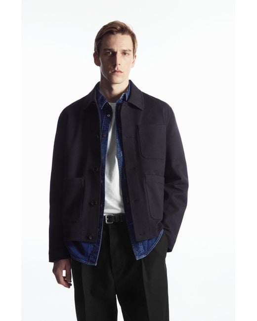 COS Blue Twill Utility Jacket for men