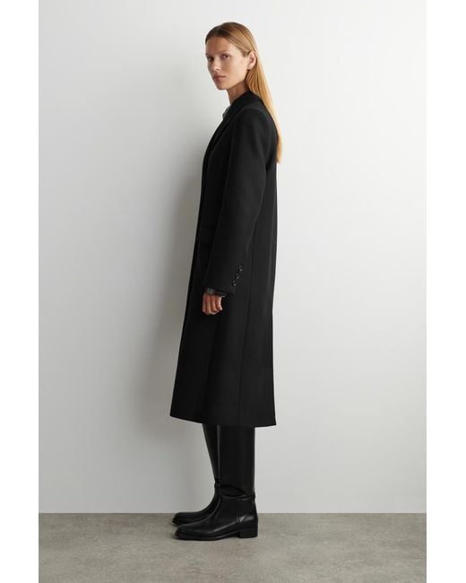COS Black Tailored Double-Breasted Wool Long Coat