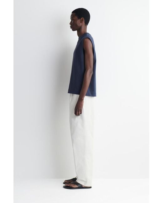 COS Blue Relaxed Cotton-Crepe Tank Top for men