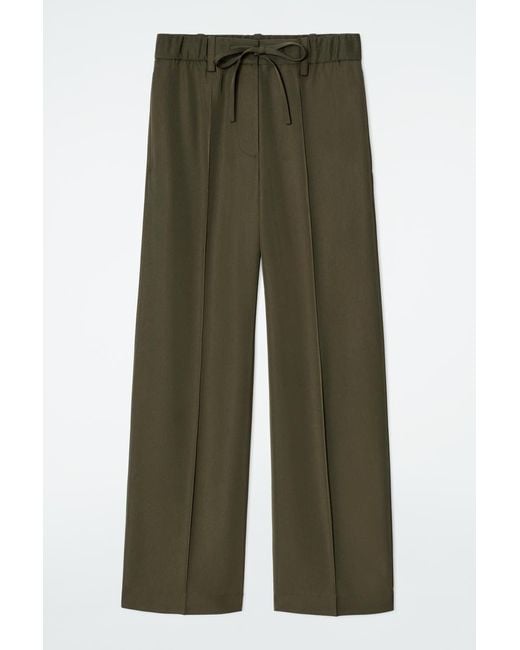 COS Green Drawstring Straight-Leg Trousers