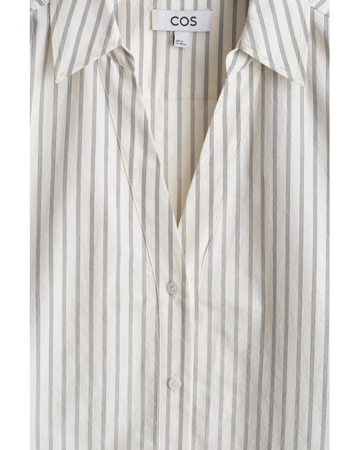 COS White Open-Collar Cotton-Poplin Shirt
