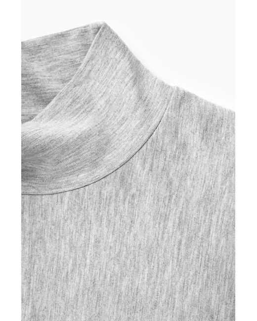 COS White Relaxed Long-sleeved Roll-neck Top