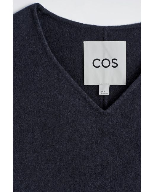 COS Blue Double-Faced Wool V-Neck Vest for men