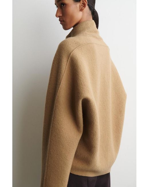 COS Natural Boiled-Wool Funnel-Neck Jumper