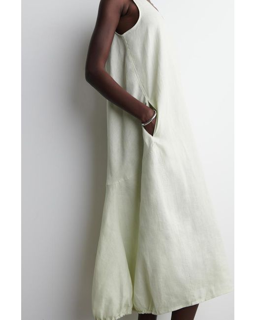 COS White Elasticated-Hem Linen Maxi Dress