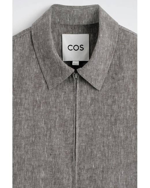 COS Gray Linen Blouson Jacket for men