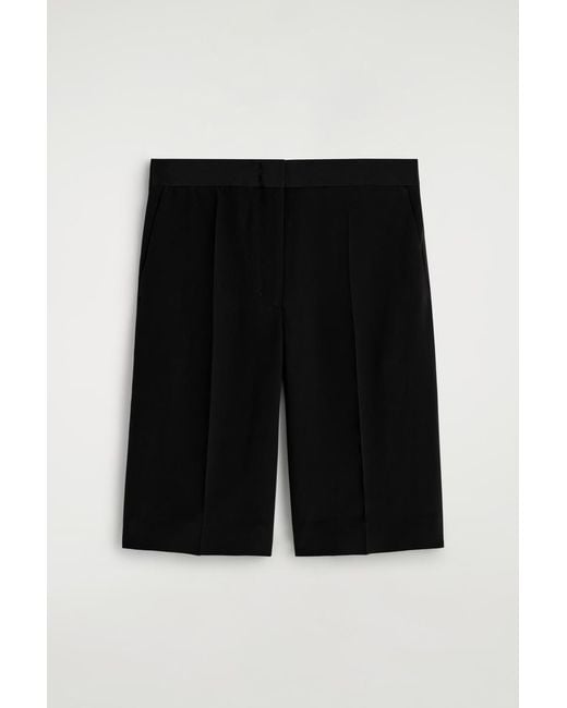 COS Black Tailored Silk Shorts